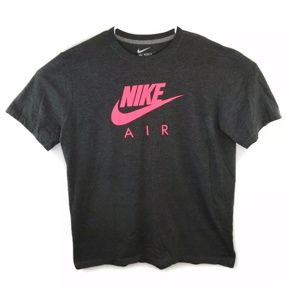 Nike Air Men's Swoosh Pink Grey Logo Graphic Tee